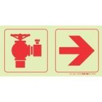Parrot Photoluminescent 190MM Safety Sign - Fire Hydrant + Arow Right