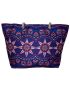 Fino Maxi Canvas Beach Bag With Exotic Print - Purple & Pink