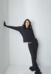 Flared Rib-knit Trousers - Dark Grey