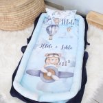 Portable Travel Pod Nest Blue Bear Planes And Air Balloons Light Blue