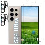 4 In 1 For Samsung Galaxy S24 S24 PLUS S24 Ultra With 2PCS Tempered Glass Screen Protectors + 2PCS 3D Camera Lens Protectors.