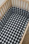 Black And White Gingham Cotton Cot Bumper - Cover & Inner