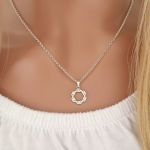 Kaylee 925 Sterling Silver Family Friendship Circle Cz Necklace 11MM On A 45CM Rolo Chain
