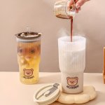 1PC 650ML Plastic Water Bottle With Lid Leak-proof Beverage Milk Tea Coffee Cup For Students & Adults Portable Drink Tumbler Wit