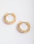 Goldair Gold Plated Cubic Zirconia Baguette Stud & Hoop Earrings 2-PACK