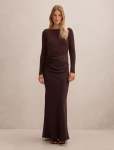 Briella Boat Neck Drape Maxi Dress - 16 Dark Chocolate