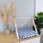 Blue Checkered Little Farmer Set Baby Changing Mat Cover
