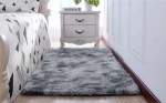 Smte Shaggy Fluffy Rug Light Grey Mix With Keychain