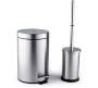 Bathroom Set Stainless Steel 2 Pieces Home Toilet Brush Dustbin