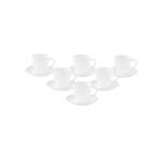 6 Piece Quadra Plain White Cup & Saucer Set White