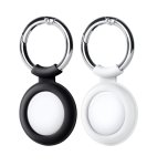 Apple Airtag Premium Silicone Tag Holder Case Black white 2PK