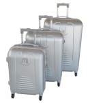 Smte 3 Piece Hard Outer Shell Protected Lightweight Sleek Luggage Set Silver With Keychain