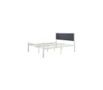 Solteiro Metal Bed With Upholstered Tufted Headboard - Black White Size: Double