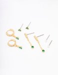 Goldair Gold Plated Cubic Zirconia & Dainty Pearl Earrings 4-PACK