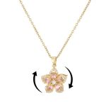Konpje Gold Flower Fidget Necklace For Women Spinning Necklaces Rotatable Crystal Blossom Pendant Necklaces Adjustable Spinning