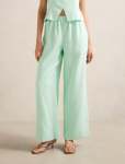 Ally Linen Elastic Wide Leg Pants - 16 Mint Set