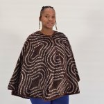 Wearing Cape - Shweshwe Choc natural - 160 X 160 Cm