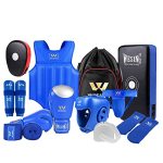 Wesing Martial Arts Protector Equipments Sanda Kickboxing Kit 11PCS Gear Set For Men Women S Blue