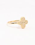 Goldair Gold Plated Cubic Zirconia Flower Statement Ring - M l