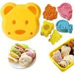 5PCS Plastic Sandwich Cutters MINI Cartoon Bear Squirrel Sea Dog Bread Knife Bento Lunch Baking Mold Assorted Colors Animal Them