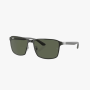 Black On Silver Sunglass Dark Green Lens