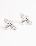 Silver Small Bee Stud Earrings