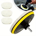 5-PIECE Car Buffing & Polishing Pads Set - 3-INCH Wool Pad Kit With M10 Drill Adapter Without Electricity For Auto Waxing & Pain