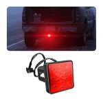 15 LED Red Lens Brake Light Trailer Hitch Cover Universal Fit 2" Receiver Super Bright Smoked Lens Square Tail Light Car Exterio
