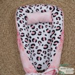 Baby Safe Nest Safe Sleeping Pod Flower Pink Leopard Print Inside