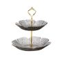 2 Tier Glass Fruit Plate Candy Plate Cake Stand