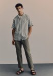 Regular Fit Linen-blend Resort Shirt - Green Multi