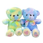 Plush Rainbow Heart Print Bear