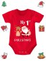 Baby's "My 1st Christmas" Reindeer Print Short Sleeve Triangle Bodysuit Toddler & Infant Girl's Onesie