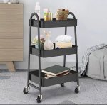 Zs - 3 Tier Metal Storage Trolley Storage Cart Serving Trolley - White