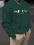 Milano Milan Italy Print Men's Trendy Crew Neck Long Sleeve Sweatshirt Casual Comfy Tops For Outdoor Activities