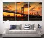 Extra Large Wall Art - Panorama Philadelphia Cityscape Canvas Print Philadelphia Sunset Canvas Print Ben Franklin Bridge Canvas Print- 20X30 Inch Each Panel- 60X30