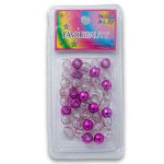 Fashion Hair Plastic Metallic And Clear Beads - Purple Pink