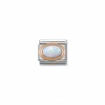 Rose Gold Enamel With Oval Natural Stones White Opal Link