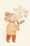 Mouse With Flowers 1 - Wall Art Print - A1