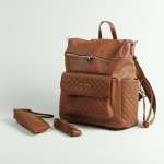 My Collection West Leather Mother Diaper Bag - Brown