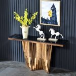 Luxury Black Faux Marble Gold Console Table