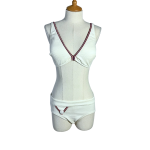 White 70S Vintage Nautical Swimwear - S