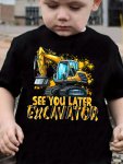 Cute Cartoon Excavator Print T-shirt- Engaging Visuals Casual Short Sleeve T-shirts For Boys - Cool Lightweight And Comfy Summer