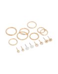 Goldair Gold Stud Earrings & Rings 12-PACK