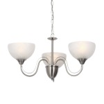 Gigi 3 Metal And Alabaster Glass Chandelier Light Satin Chrome