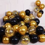 40PCS Black Golden Confetti Latex Balloons Wedding Decor Birthday Party Decor Anniversary Decor Graduation Decor Holiday Decor M