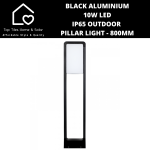 Black Aluminium 10W LED IP65 Outdoor Pillar Light - 800MM