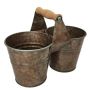 Pamper Hamper Ph Garden - 2 Metal Plant Pots With A Wooden Handle Lrg Antique Copper