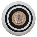 Beaded Shield - White With Black Rings Manilla And Cowrie Center African Shield