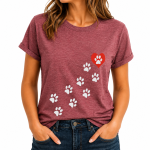 Dog Print T-Shirt Brick Red Large DTS30